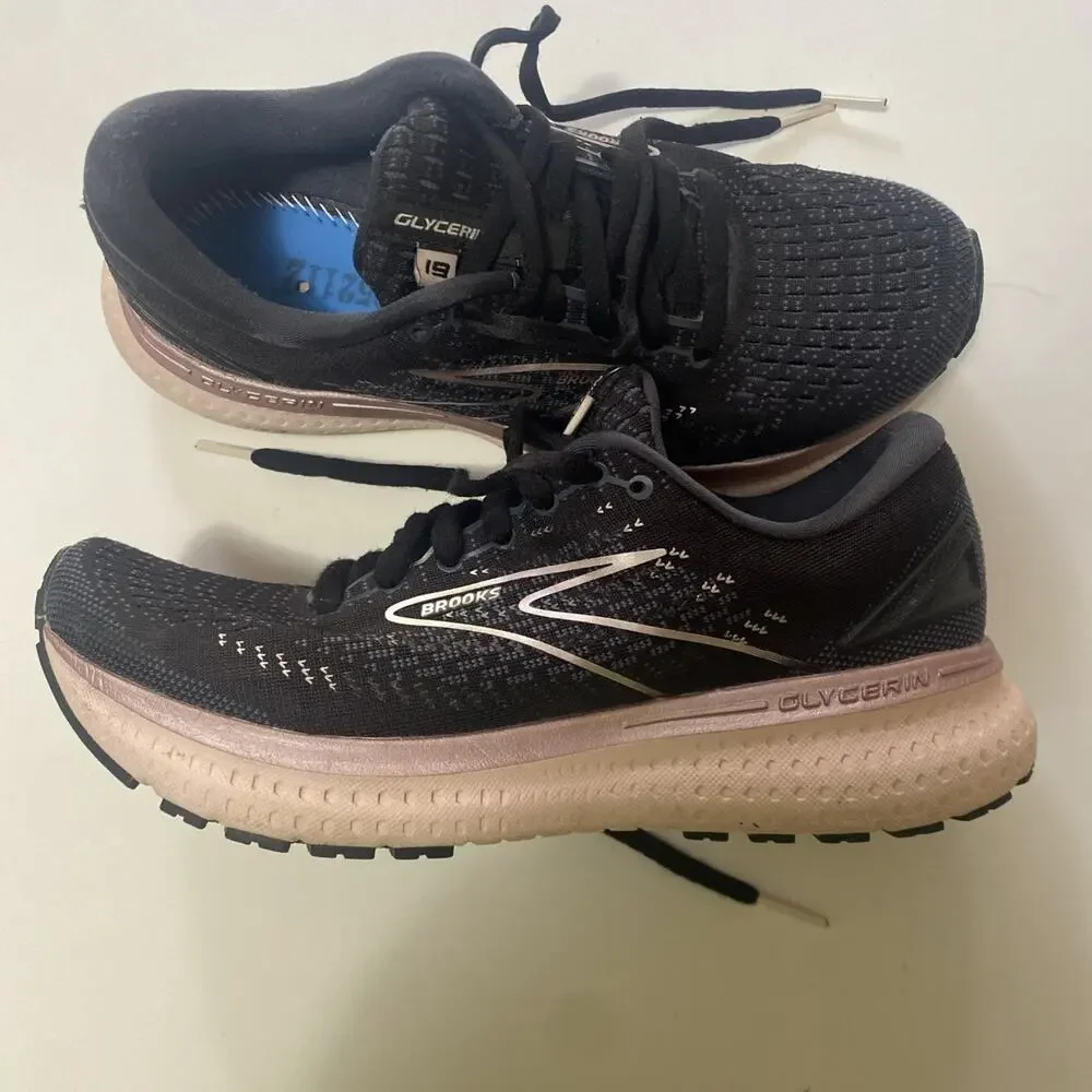 Brooks Glycerin 19 Women’s Running Shoes Black Pink Size 6B Athletic Sneakers